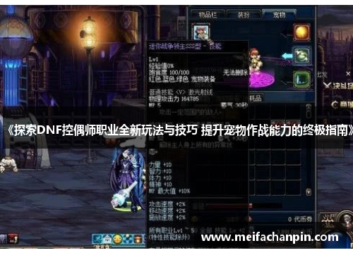 《探索DNF控偶师职业全新玩法与技巧 提升宠物作战能力的终极指南》